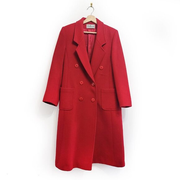 raffinati Jackets & Blazers - Red Wool Blend Raffinati fitted Maxi Coat long
